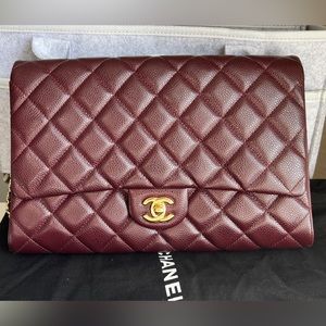 Chanel Clutch on Chain Burgundy Caviar Bag